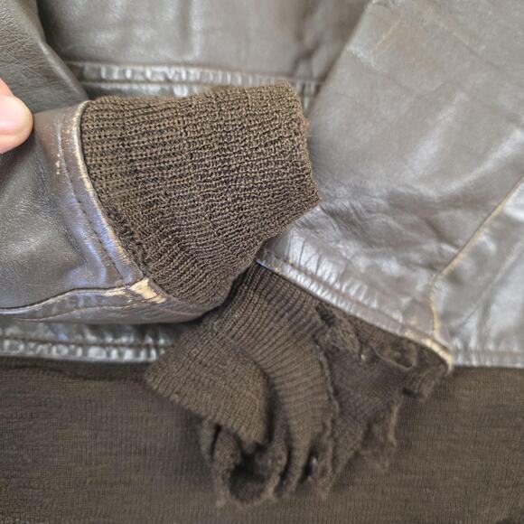 VINTAGE Brill Bros G-1 Flight Jacket Mens 42 Brown Leather Mouton Collar USN 80s - Picture 16 of 16